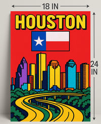 Houston Skyline Pop Art Poster PosterGoat