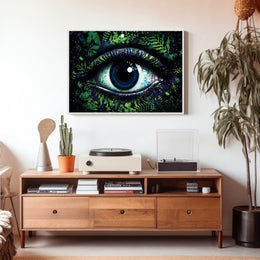 Human Eye Travel Poster With Vibrant Nature Background