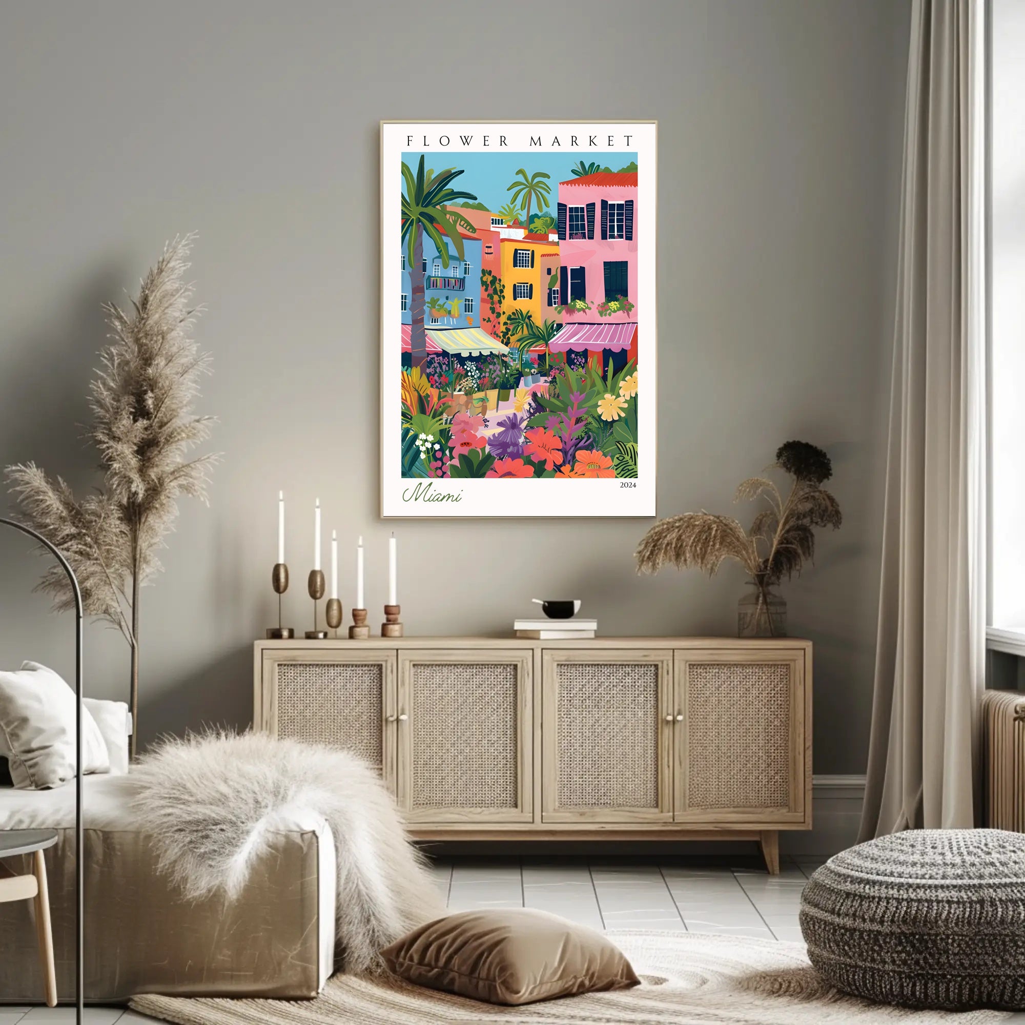 Vibrant Flower Market Poster PosterGoat