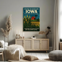 Idyllic Iowa Fields Vintage Travel Poster