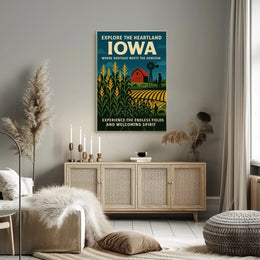 Idyllic Iowa Fields Vintage Travel Poster