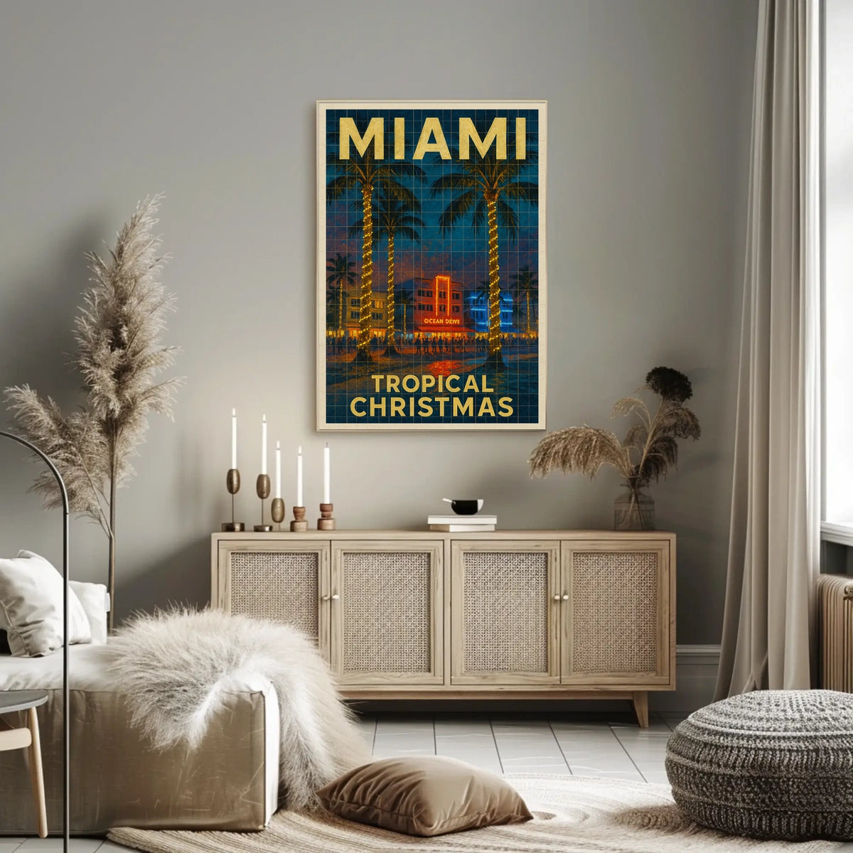 Miami Tropical Christmas Poster