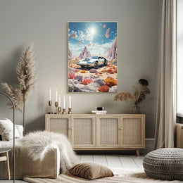 Surreal Vintage Car in Dreamscape Futuristic Sci-Fi Poster