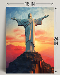 Christ The Redeemer At Sunset Poster