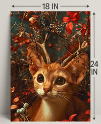 Whimsical Cat Antler Enchantment Fantasy or Mythology Poster