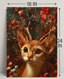 Whimsical Cat Antler Enchantment Fantasy or Mythology Poster