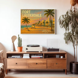 Fort Lauderdale Beach Scene Travel Poster