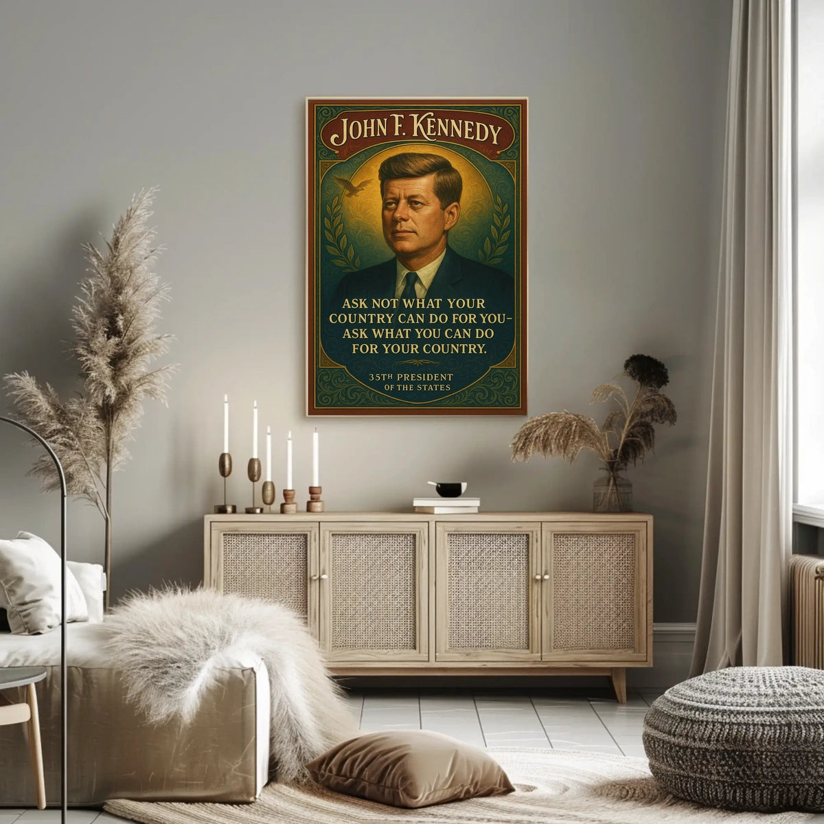 Historic JFK Tribute Vintage Patriotic Poster Art