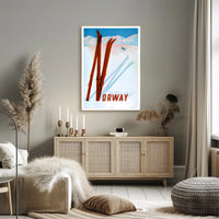 Norwegian Winter Ski Adventure Vintage Travel Poster PosterGoat