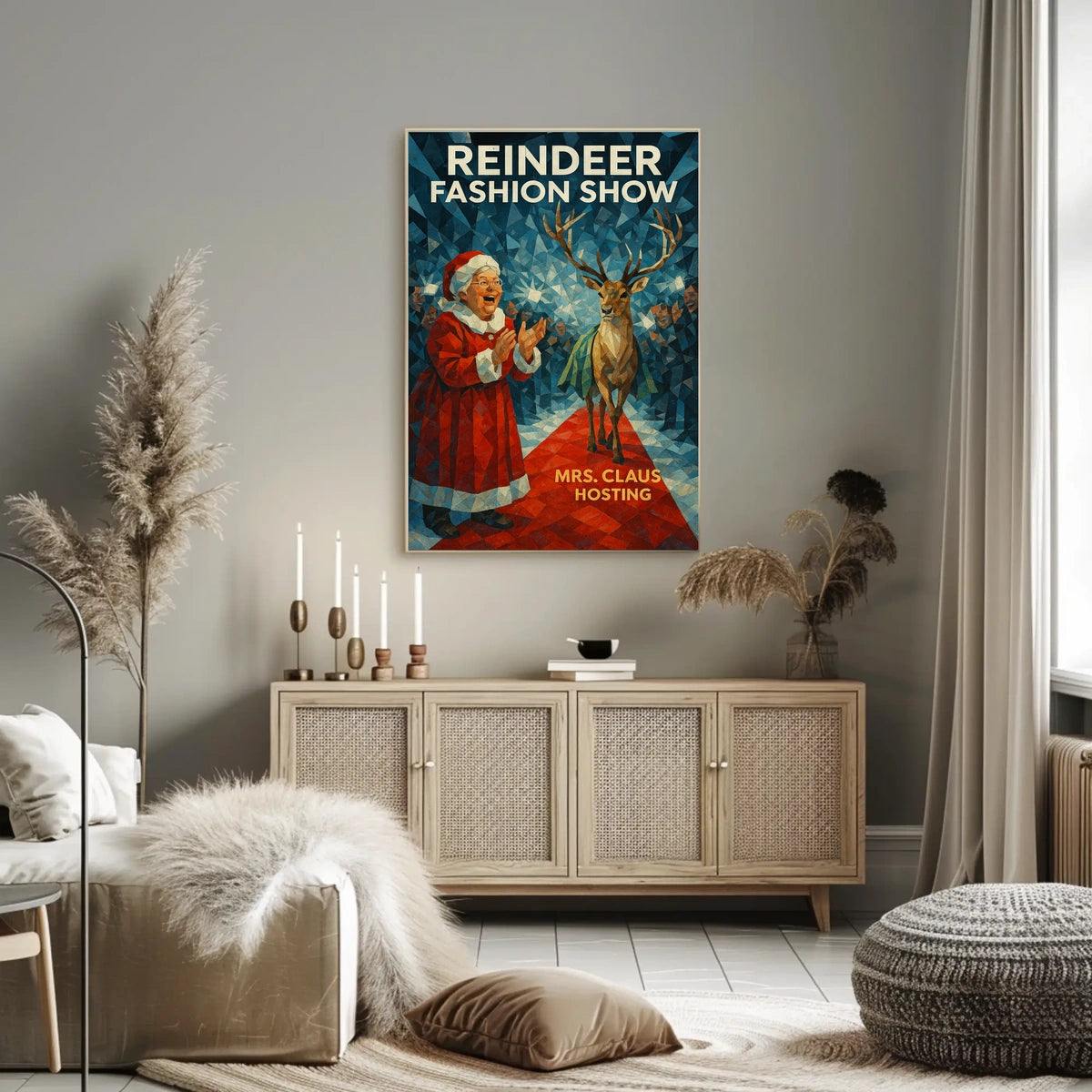 Reindeer Fashion Show Wonderland Festive Animal Poster