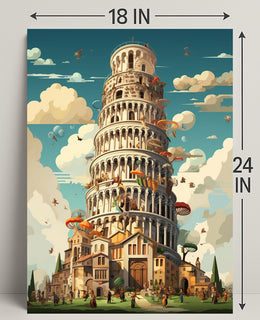 The Whimsical Tower Of Pisa Poster PosterGoat