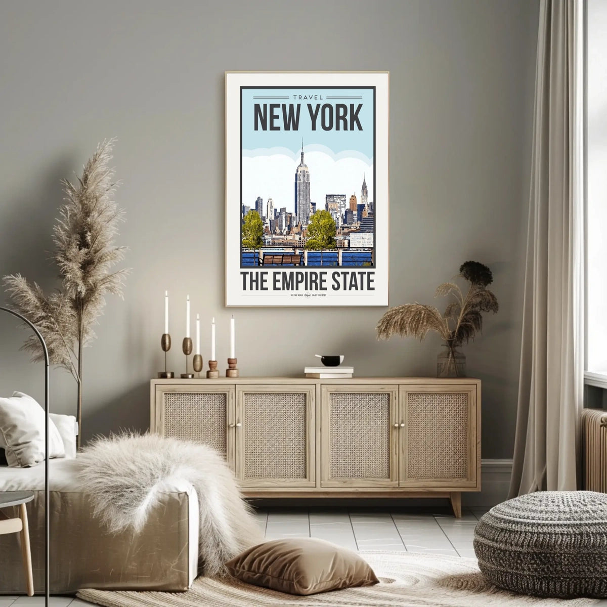 Empire State Building New York City Poster Vintage Travel