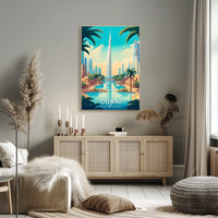 Dubai Skyline Art: Vibrant Burj Khalifa Travel Poster