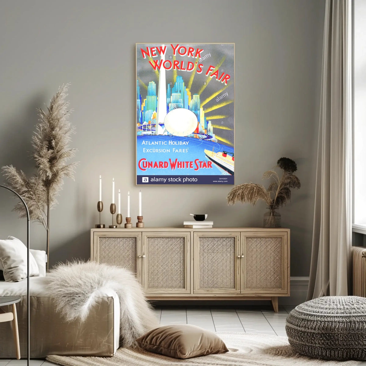 New York Worlds Fair Travel Poster Abstract Wall Art Retro