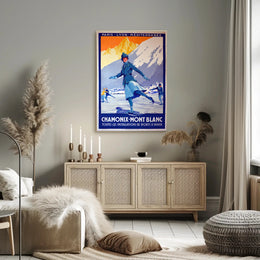 Chamonix-Mont Blanc Vintage Winter Sports Travel Poster PosterGoat