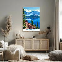 Crater Lake National Park Scenic Illustration Poster