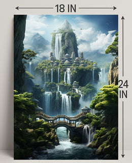 Enchanted Waterfall City Poster