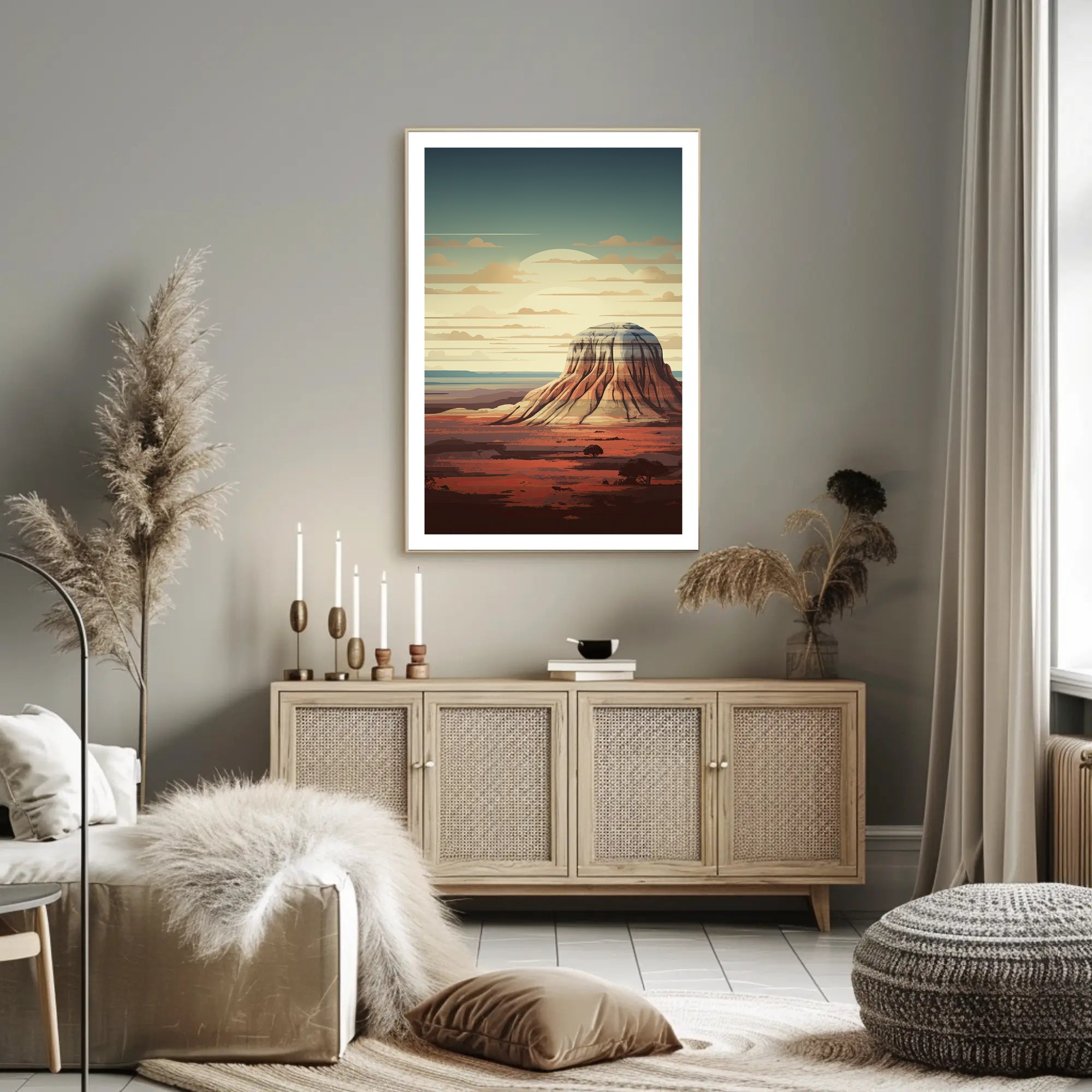 Desert Landscape Illustration Poster Modern Wall Art