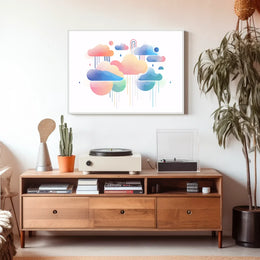 Abstract Rainbow Clouds: Modern Pastel Art Poster