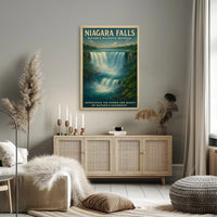 Niagara Falls Vintage Travel Art Illustation Travel Poster