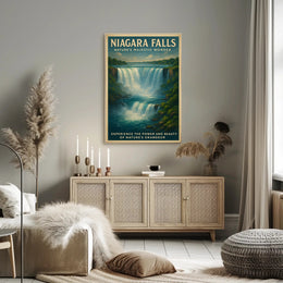 Niagara Falls Vintage Travel Art Illustation Travel Poster
