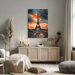 Eiffel Tower Abstract Art Poster: Vibrant Paris Scene