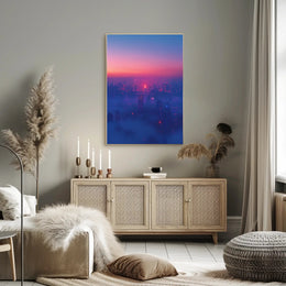 Vibrant Urban Skyline at Dusk Cityscape Poster PosterGoat