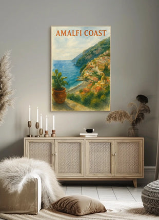 Amalfi Coast Poster Wall Art 18x24 Inches Seaside Decor