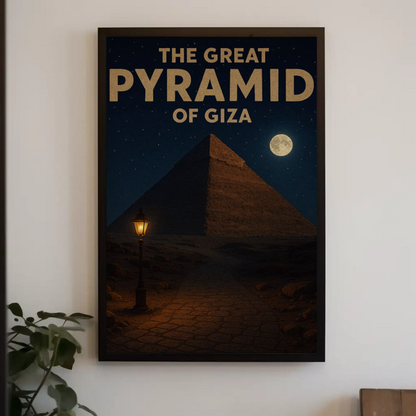 Great Pyramid of Giza Moonlight Travel Poster