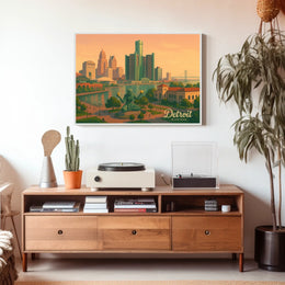Urban Wanderlust Detroit Skyline Photography Realism Poster
