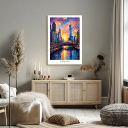 Chicago Skyline at Sunrise Urban or Cityscape Poster PosterGoat