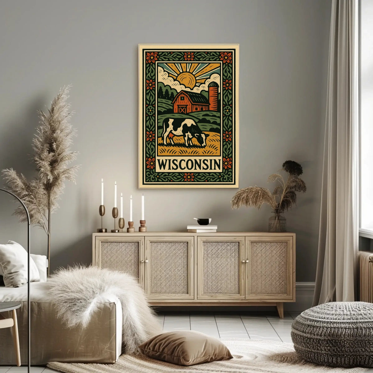 Timeless Rustic Wisconsin Countryside Landscape Wall Art Vintage Inspired Poster