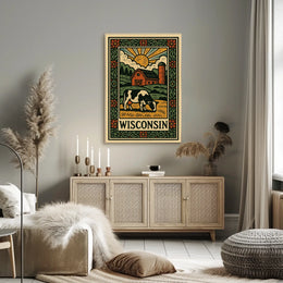 Timeless Rustic Wisconsin Countryside Landscape Wall Art Vintage Inspired Poster