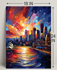 Vivid Cityscape At Sunset Poster