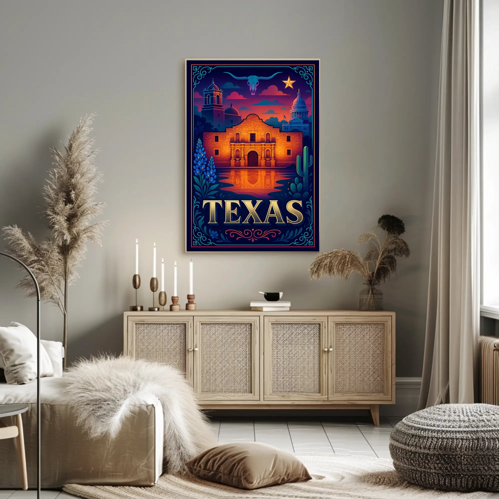 Texas Heritage Poster Vintage Travel Wall Art