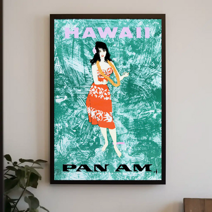 Hawaii Hula Girl Pan Am Vintage Travel Poster