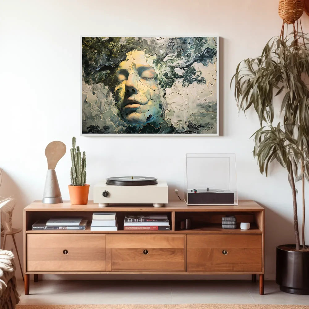 Surreal Nature-Inspired Human Face Art Poster