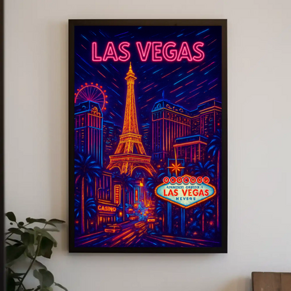 Las Vegas Neon Night Lights Travel Poster