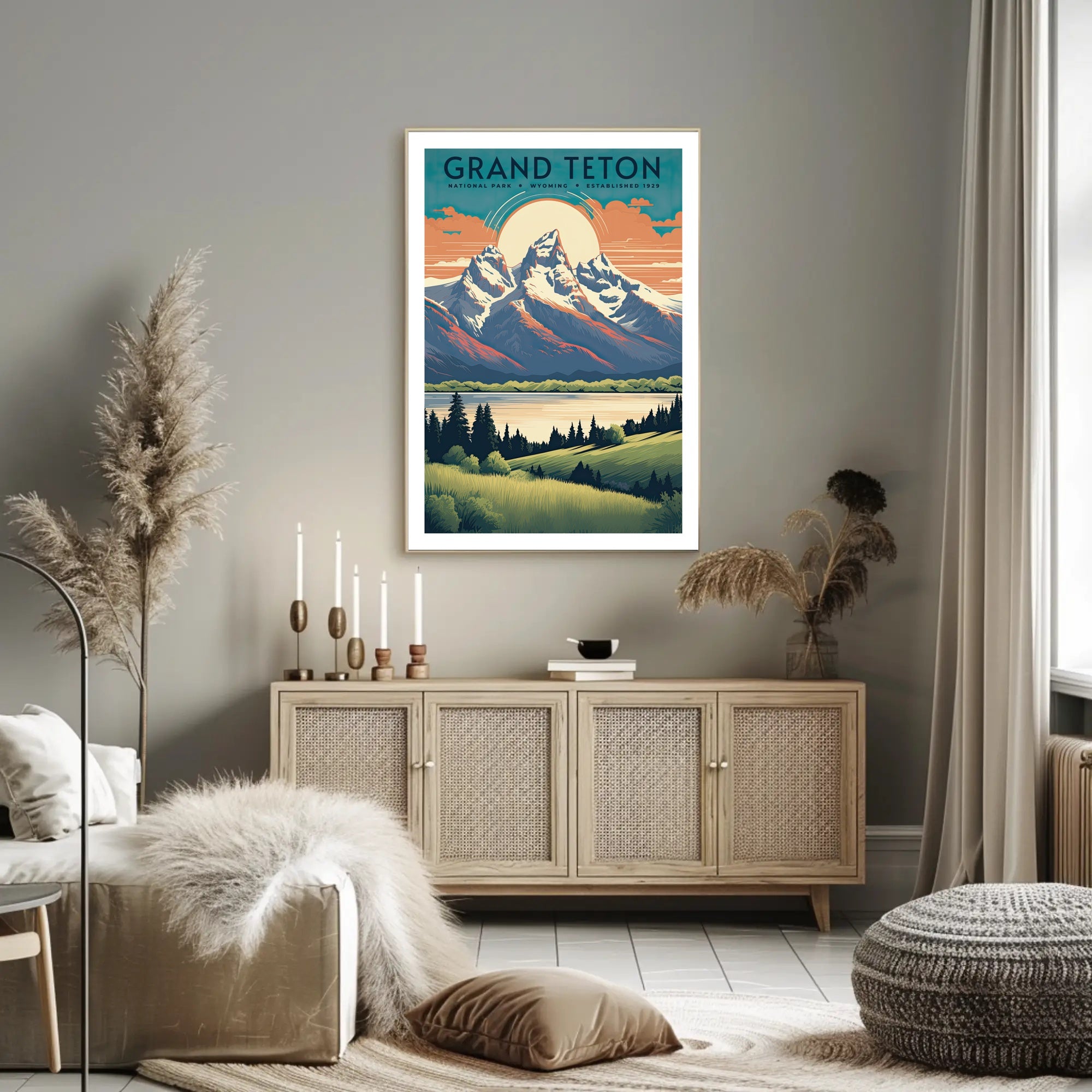 Grand Teton Scenic Vintage Travel Poster Print