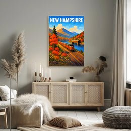 New Hampshire Autumn Train Journey Poster PosterGoat