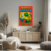 North Dakota Pop Art Travel Poster
