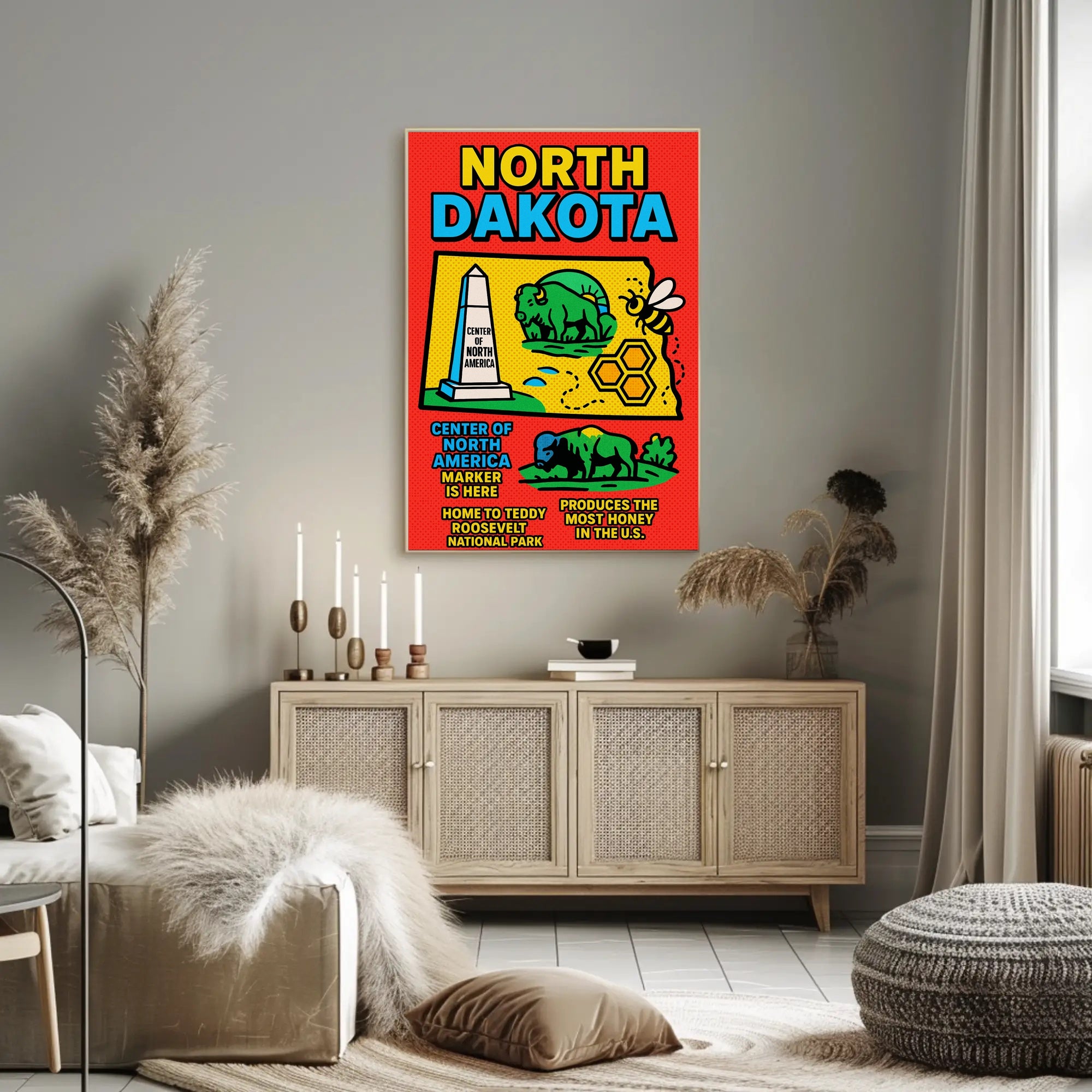 North Dakota Pop Art Travel Poster