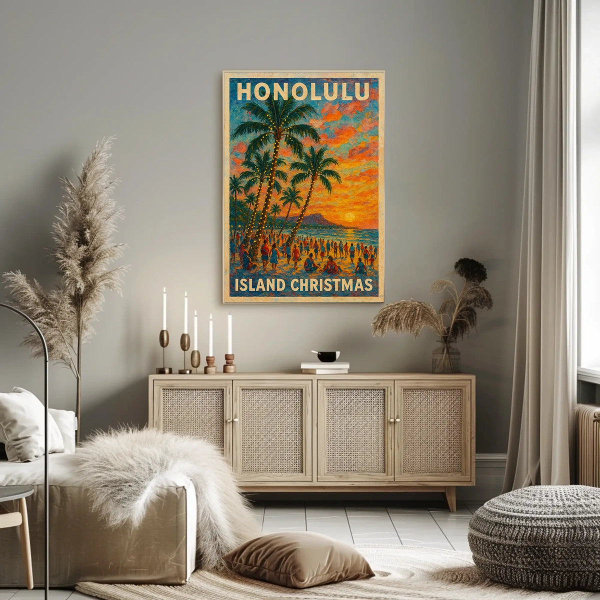 Honolulu Island Christmas Poster