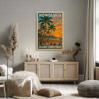 Honolulu Island Christmas Poster