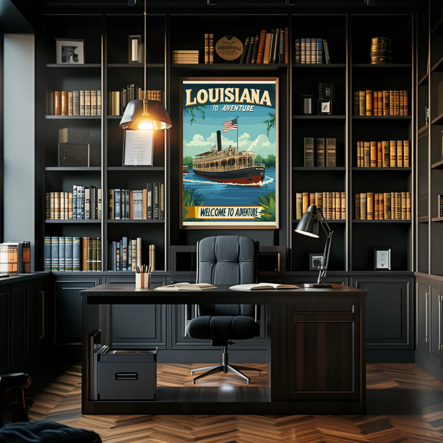 Vintage Travel Poster - Louisiana Steamboat Adventure