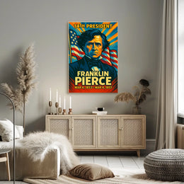 Franklin Pierce 14th President of the United States Colorful Comic Book Style Poster