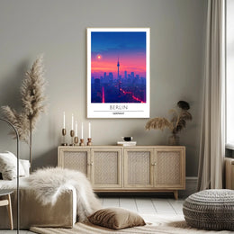 Berlin Twilight Skyline with Iconic TV Tower Cityscape Poster