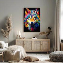 Vibrant Wolf Portrait Poster PosterGoat