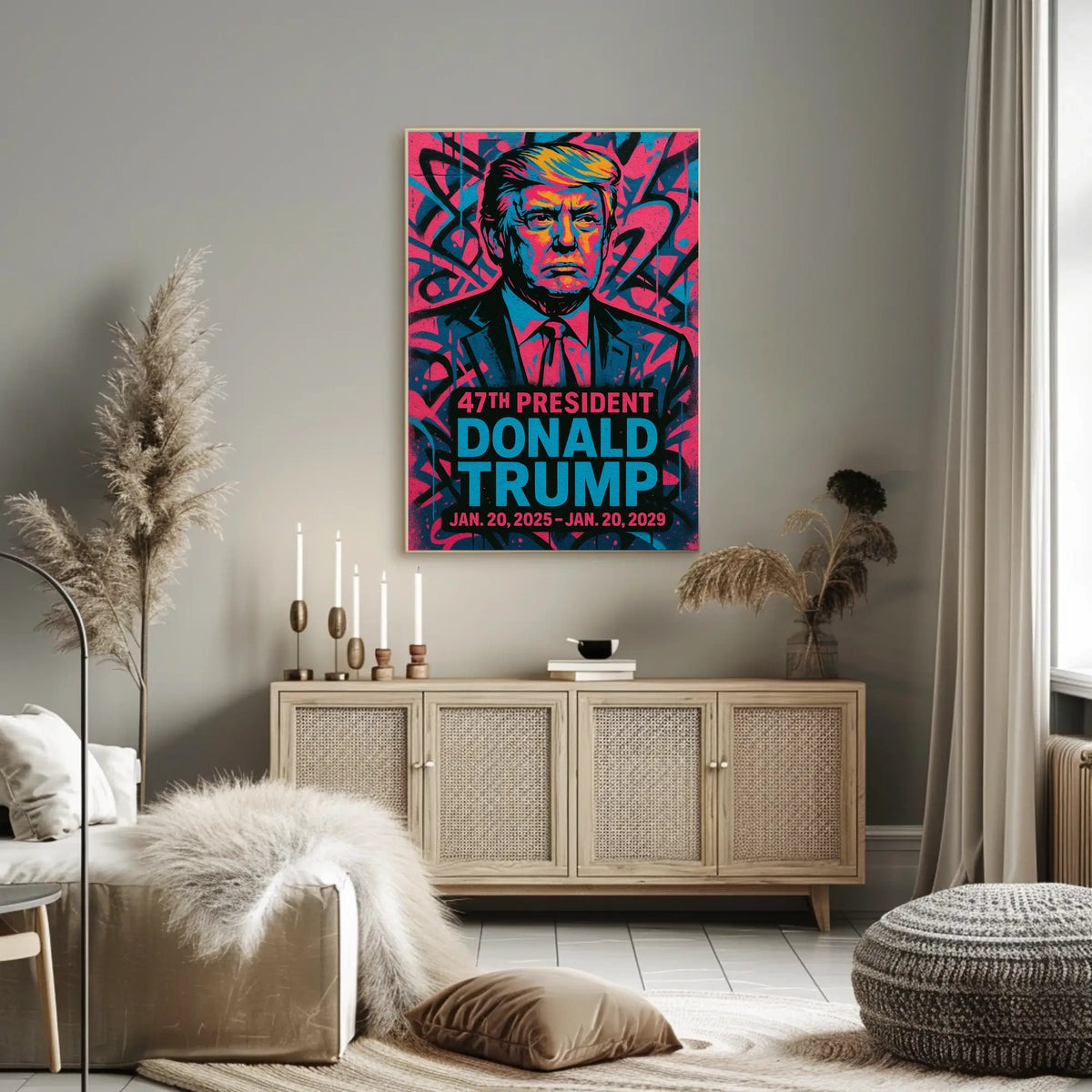 Commanding Colors Donald Trump in Pop Art Poster