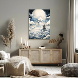 Majestic Moonlit Mount Fuji Japanese Heritage Poster